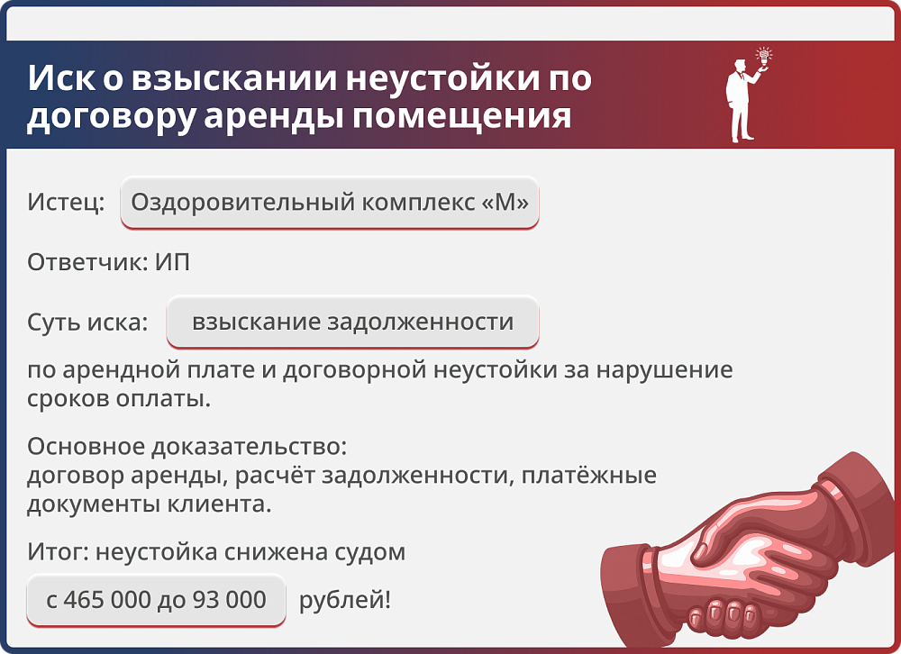 Картинка Уменьшили договорную неустойку на 370 000 рублей